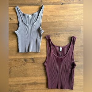 KOTN Women’s Nile Rib Tank Tops – Pinot & Storm (Set of 2)